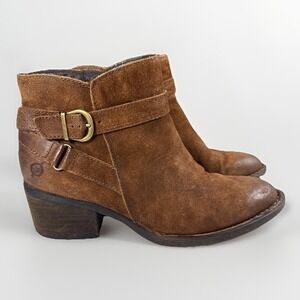 $160 Born Brown Binghamton Sueded‎ Distressed Leather Boots Booties Women's 8.5